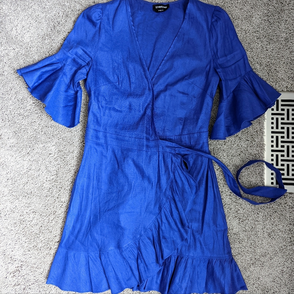 Bebe linen mini wrap dress